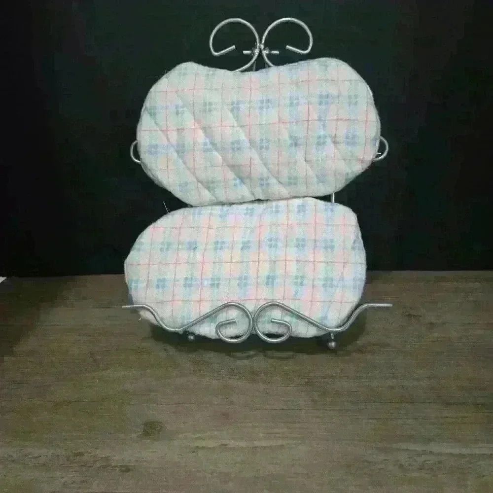Handmade Microwave Mitts - Regular Size - Pink Blue White Plaid - Flannel - Pair